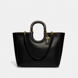 Coach Rae Glovetanned Leather Women Tote Bag Black | UAE_CH15949