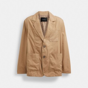 Coach Regenerative Cotton Casual Lightweight Men Jackets Khaki | UAE_CH59822
