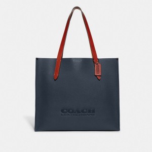 Coach Relay Polished Pebble Leather Men Tote Bag Blue | UAE_CH35741