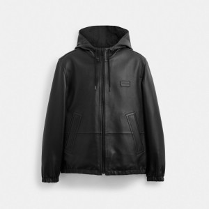 Coach Reversible Leather In Recycled Polyester Men Jackets Black | UAE_CH93534