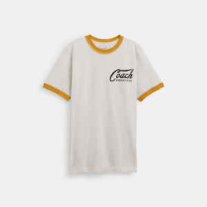 Coach Ringer Men T Shirts White | UAE_CH50470