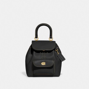 Coach Riya 21 Glovetanned Leather Women Backpacks Black | UAE_CH53114