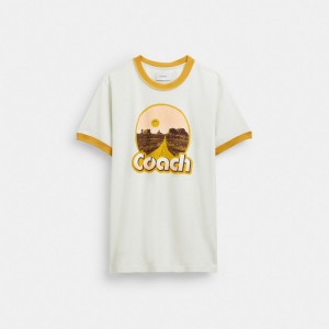 Coach Roadside Ringer Men T Shirts White | UAE_CH10797
