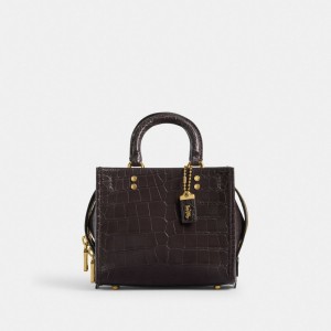Coach Rogue 20 In Alligator Brass Women Handbag Burgundy | UAE_CH51660