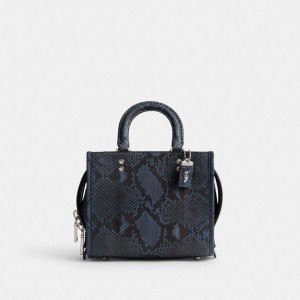 Coach Rogue 20 In Python Women Handbag Dark Blue | UAE_CH94154