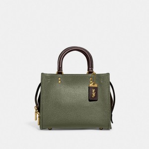 Coach Rogue 25 In Regenerative Leather Glovetanned Leather Women Shoulder Bags Green / Orange | UAE_CH21207
