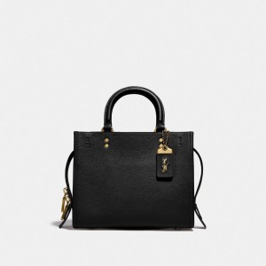 Coach Rogue 25 Pebble Leather Women Shoulder Bags Black | UAE_CH69374