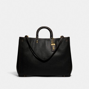 Coach Rogue 39 In Regenerative Leather Pebble Leather Women Handbag Black | UAE_CH16041