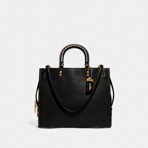 Coach Rogue In Regenerative Leather Pebble Leather Women Shoulder Bags Black | UAE_CH93178