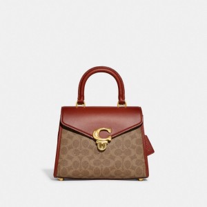 Coach Sammy Top Handle In Signature Women Crossbody Bags Brown / Red | UAE_CH71790