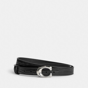 Coach Sculpted Signature Buckle Reversible Belt 25 Mm Women Belts Black | UAE_CH43647