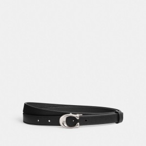 Coach Sculpted Signature Buckle Reversible Belt 20 Mm Women Belts Black | UAE_CH10422