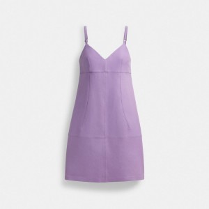 Coach Short Leather Women Dress Purple | UAE_CH22529