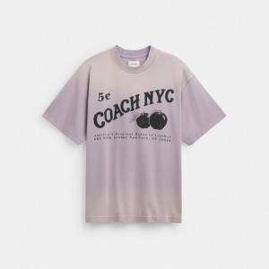 Coach Signature Apple Men T Shirts Purple | UAE_CH22717