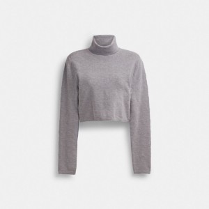 Coach Signature Cropped Turtleneck Heather Women Tops Grey | UAE_CH41211