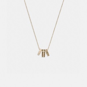 Coach Signature Enamel Women Necklace Gold / Black | UAE_CH27715