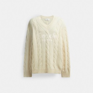 Coach Signature In Recycled Wool Men Sweaters White | UAE_CH80268