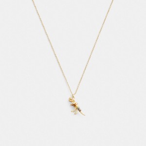 Coach Skeletal Rexy Pendant Women Necklace Gold | UAE_CH88577