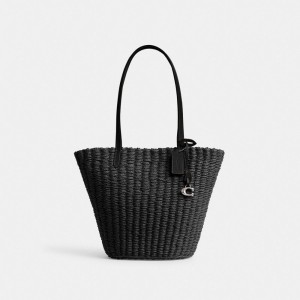 Coach Small Straw Women Tote Bag Black | UAE_CH49041