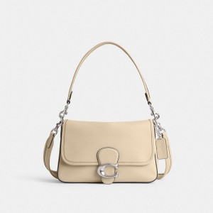 Coach Soft Tabby Smooth Leather Women Shoulder Bags Silver / White | UAE_CH29934