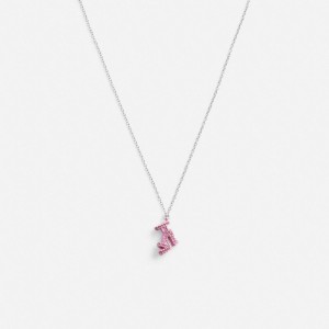 Coach Stiletto Pendant Women Necklace Silver / Pink | UAE_CH60281