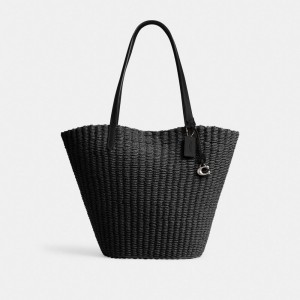Coach Straw Women Tote Bag Black | UAE_CH30263