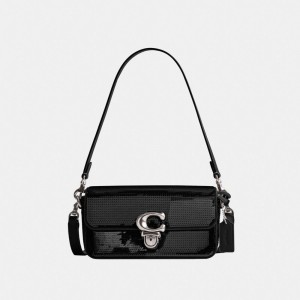 Coach Studiouette With Sequins Calf Leather Women Crossbody Bags Black | UAE_CH75463