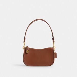 Coach Swinger 20 Smooth Leather Women Shoulder Bags Brown | UAE_CH48277