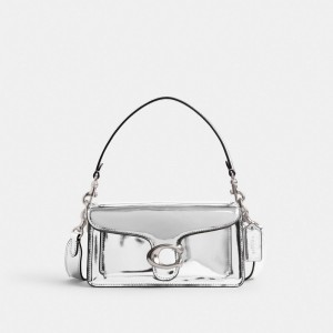 Coach Tabby 20 In Metallic Metallic Leather Women Shoulder Bags Silver | UAE_CH38646