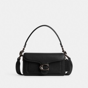 Coach Tabby 20 Polished Pebble Leather Women Shoulder Bags Black | UAE_CH89178