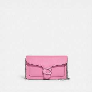 Coach Tabby Chain Polished Pebble Leather Women Crossbody Bags Silver / Pink | UAE_CH41389