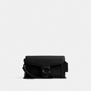 Coach Tabby Crossbody Polished Pebble Leather Women Small Wallets Black | UAE_CH14625