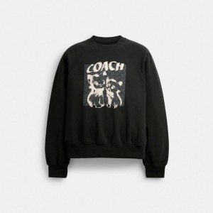 Coach The Lil Nas X Drop Signature Cats Crewneck Men Sweatshirts Black | UAE_CH95433