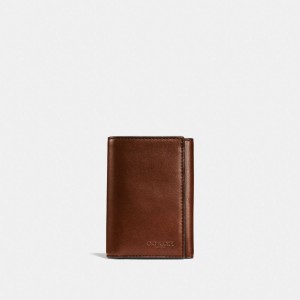 Coach Trifold Wallet Men Billfolds Brown | UAE_CH20179