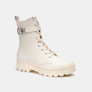 Coach Tucker With Signature Canvas Chalk Men Boots White | UAE_CH42274