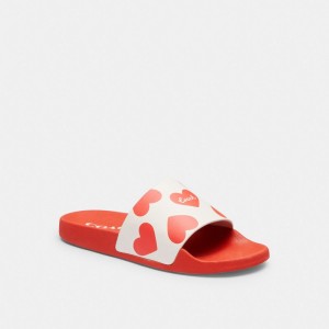 Coach Udele Sport With Valentine's Print Rubber Women Sandals Red | UAE_CH50130