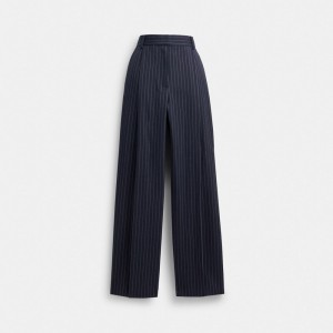Coach Wide Leg Women Trousers Navy | UAE_CH65215