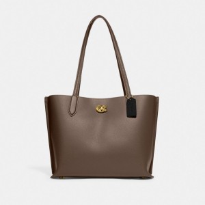 Coach Willow Pebble Leather Women Tote Bag Dark Grey | UAE_CH71397