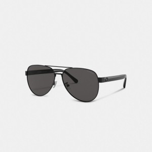 Coach Wire Frame Pilot Men Sunglasses Black | UAE_CH88979