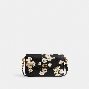Coach Wyn With Floral Print Brass Women Crossbody Bags Black Multicolor | UAE_CH54950