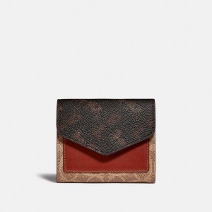 Coach Wyn With Horse And Carriage Printed Women Small Wallets Brown Red | UAE_CH43834